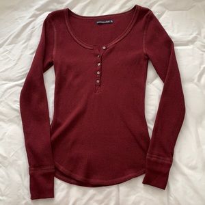 Abercrombie and Fitch - Maroon button up sweater